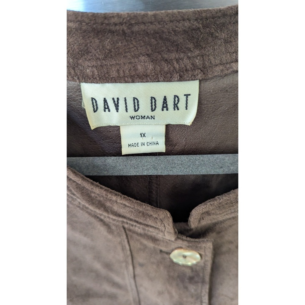 David Dart Women's‎ 1X Suede Shacket Brown Equestrian Cowgirl Farm Button Front - Picture 3 of 6